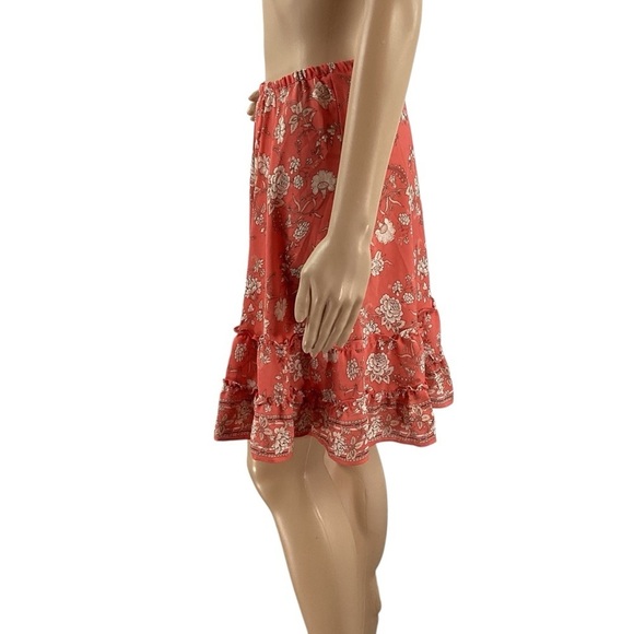Max Studio Coral Floral Tiered Ruffle Hem Pull-On Skirt Small - Picture 4 of 7